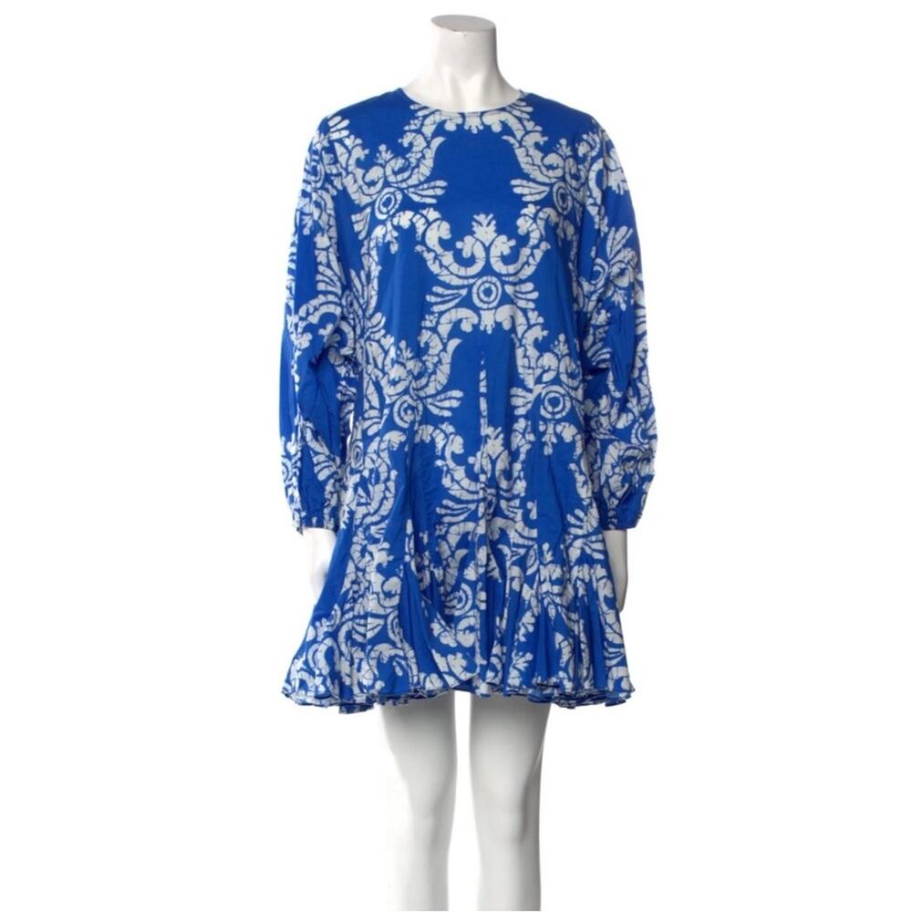 Rhode Women’s Sz M Blue Floral Print Mini Dress Emma Long Sleeve Mini - Picture 13 of 15